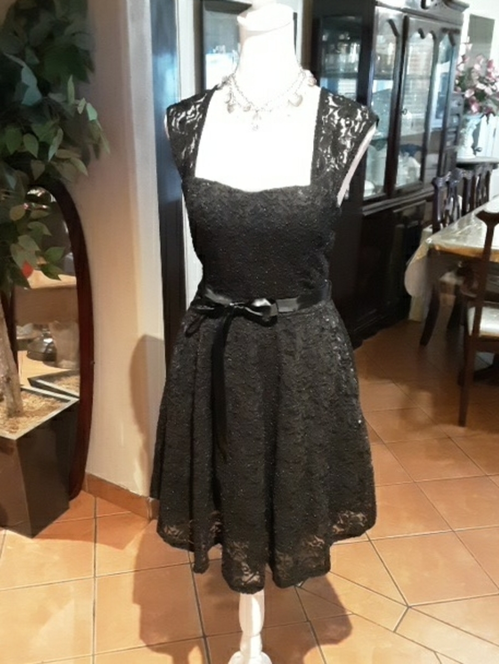 Classic Black Lace Fit-and-Flare Dress
